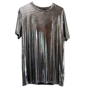 H&M Divided Silver Metallic T-Shirt Dress, Women’s Size US 4 / EUR 36